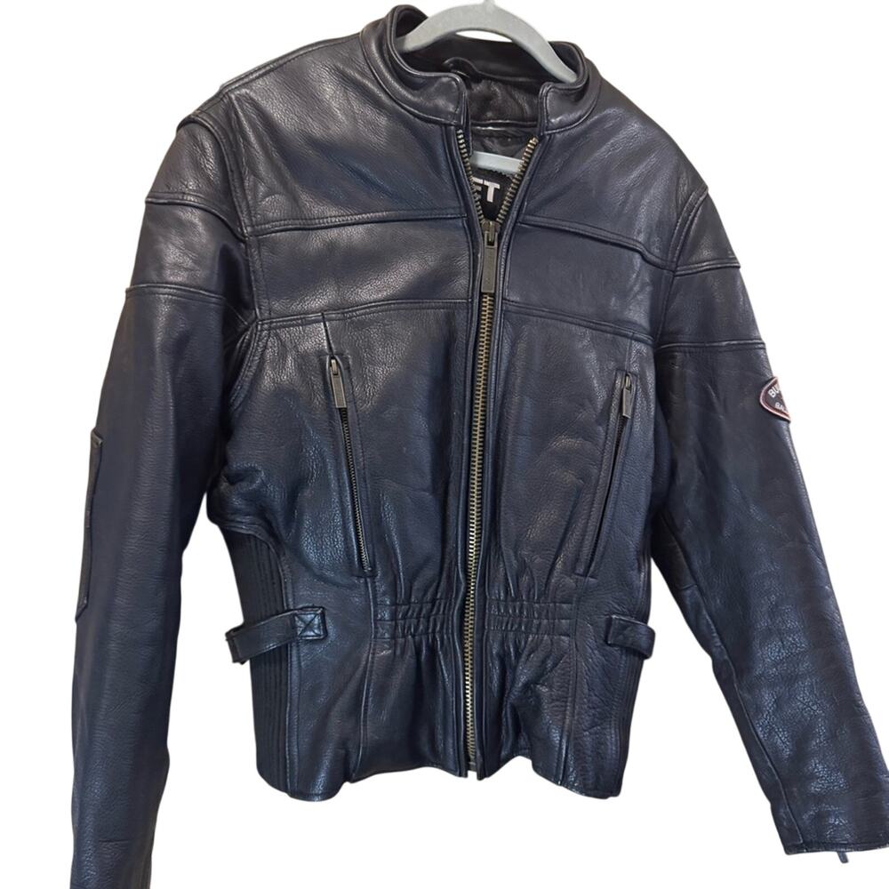Women's Black Leather Kevlar Motorcycle Jacket - Picture 10 of 12